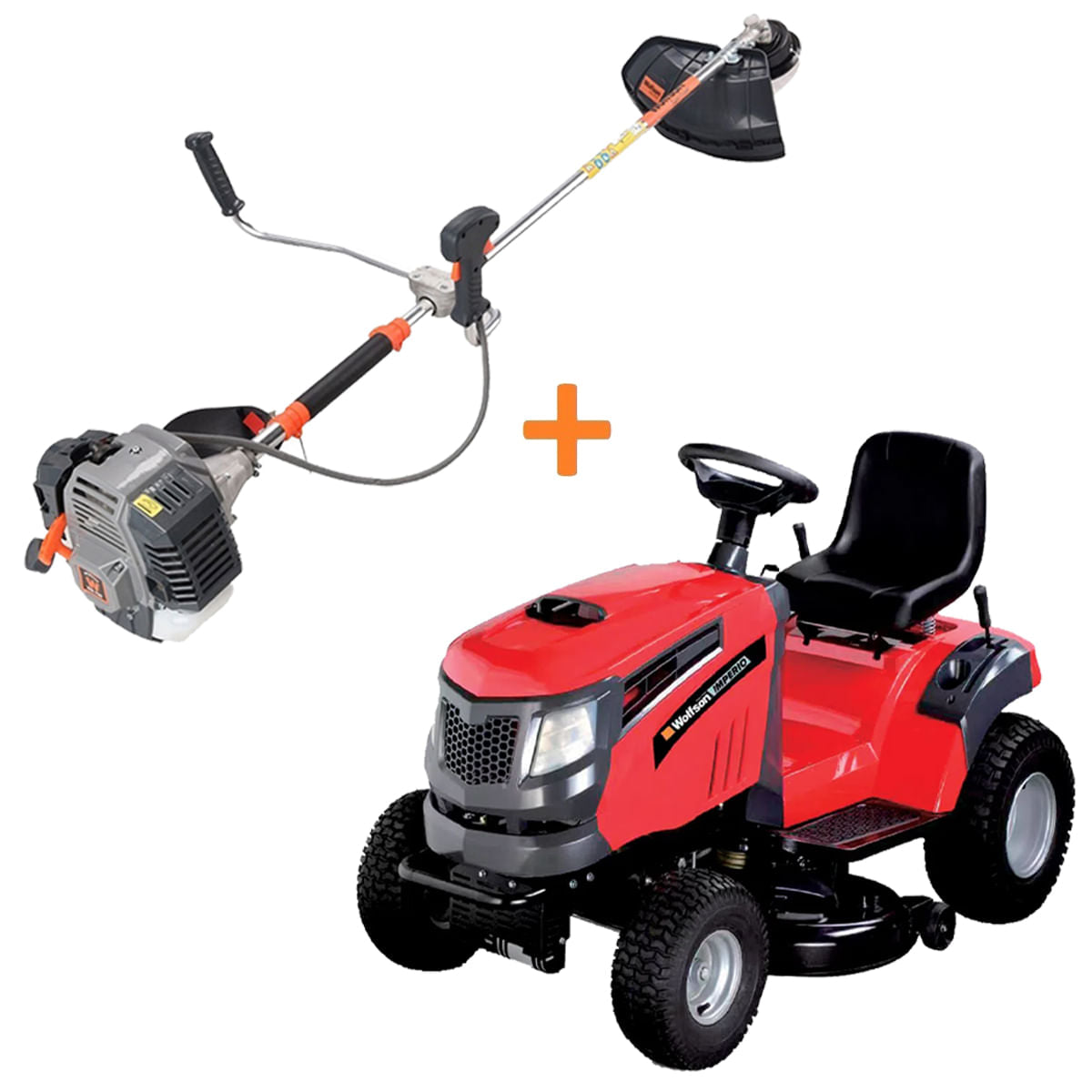 Tractoras pentru gazon + Motocoasa de umar Wolfson - 16cp/2cp, 500cmc/52cc, latime de taiere 108cm/255mm, 12 accesorii, 1, atomico.ro