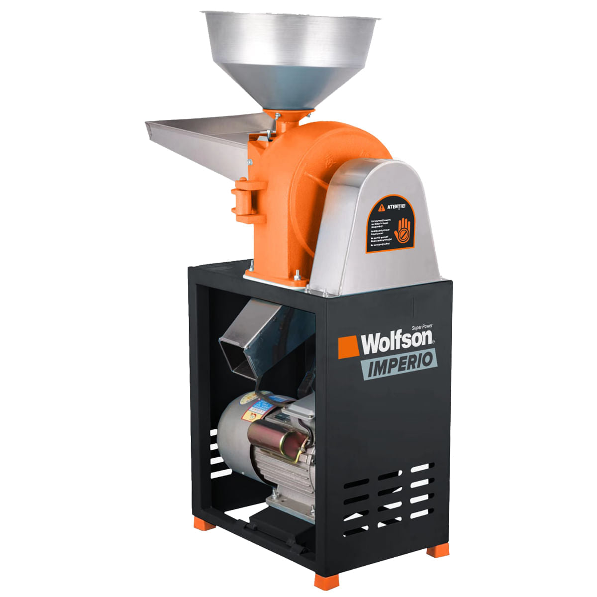 Moara pentru cereale Wolfson Industrial, 2200W , 220V, 350 Kg/h, 12 site incluse, 1, atomico.ro