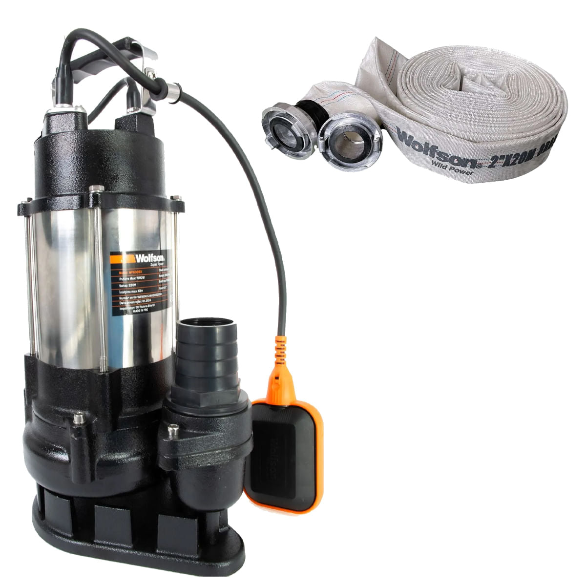 Pompa submersibila apa murdara Wolfson DW-7500-F, 1500W, debit maxim 10000 l/h + Furtun pompieri, 1, atomico.ro