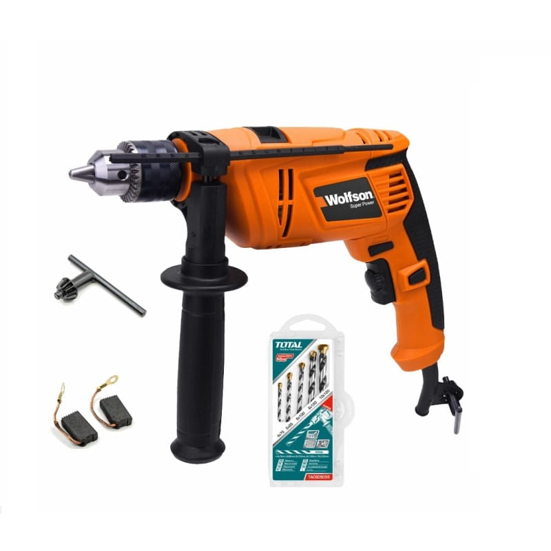 Masina de gaurit cu percutie Wolfson - 850W + set 5 burghie beton, 2, atomico.ro