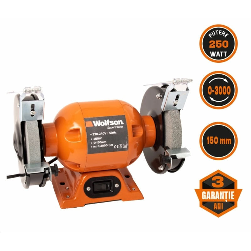Polizor de banc Wolfson - 250W, 155mm, 3000rpm, 1, atomico.ro