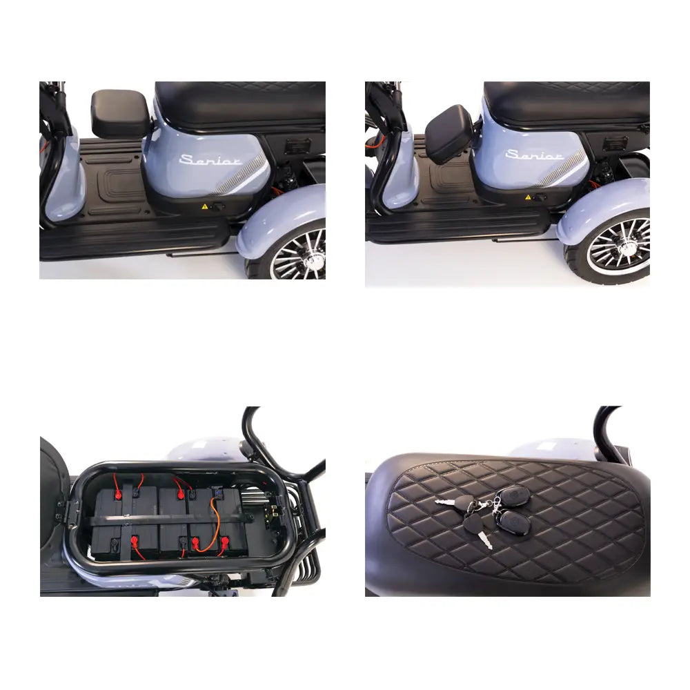 Triciclu Electric Rotakt Senior Motor 1000W, viteza maxima 25 km/h, Autonomie 62 km, Baterie plumb-acid 60V 20Ah, Greutate maximă 187 kg, Fara permis - Albastru, 9, atomico.ro