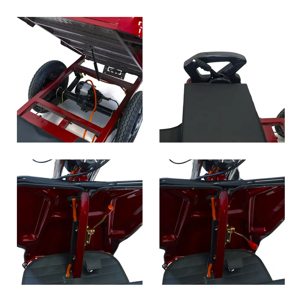 Triciclu Electric Cu Remorca Rotakt Nautilus 1600W, viteza maxima 25 km/h, Autonomie 44 km Baterie plumb-acid 60V 32Ah Greutate maxima 364 kg, Fara permis - Rosu, 14, atomico.ro