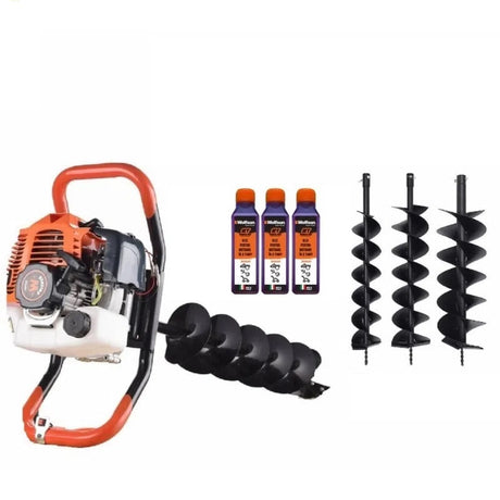 Loco Price, Motoburghiu de pamant WOLFSON STB-520, 1470W,  3 burghie incluse 100, 150 si 200mm + 3 ulei rosu, 0.1L, 4, atomico.ro