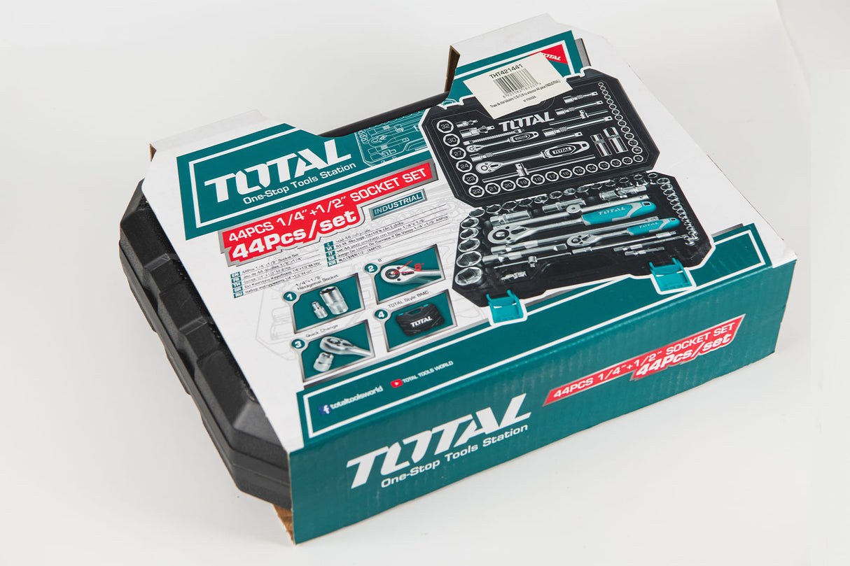 Tusa de chei tubulare TOTAL Industrial - 1/2 cu antrenor - 25 piese, 7, atomico.ro