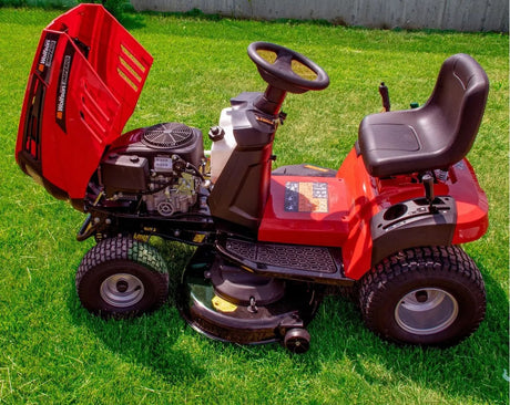 Tractorase de tuns iarba, Tractoras pentru gazon + Motocoasa de umar Wolfson - 16cp/2cp, 500cmc/52cc, latime de taiere 108cm/255mm, 12 accesorii, 5, atomico.ro