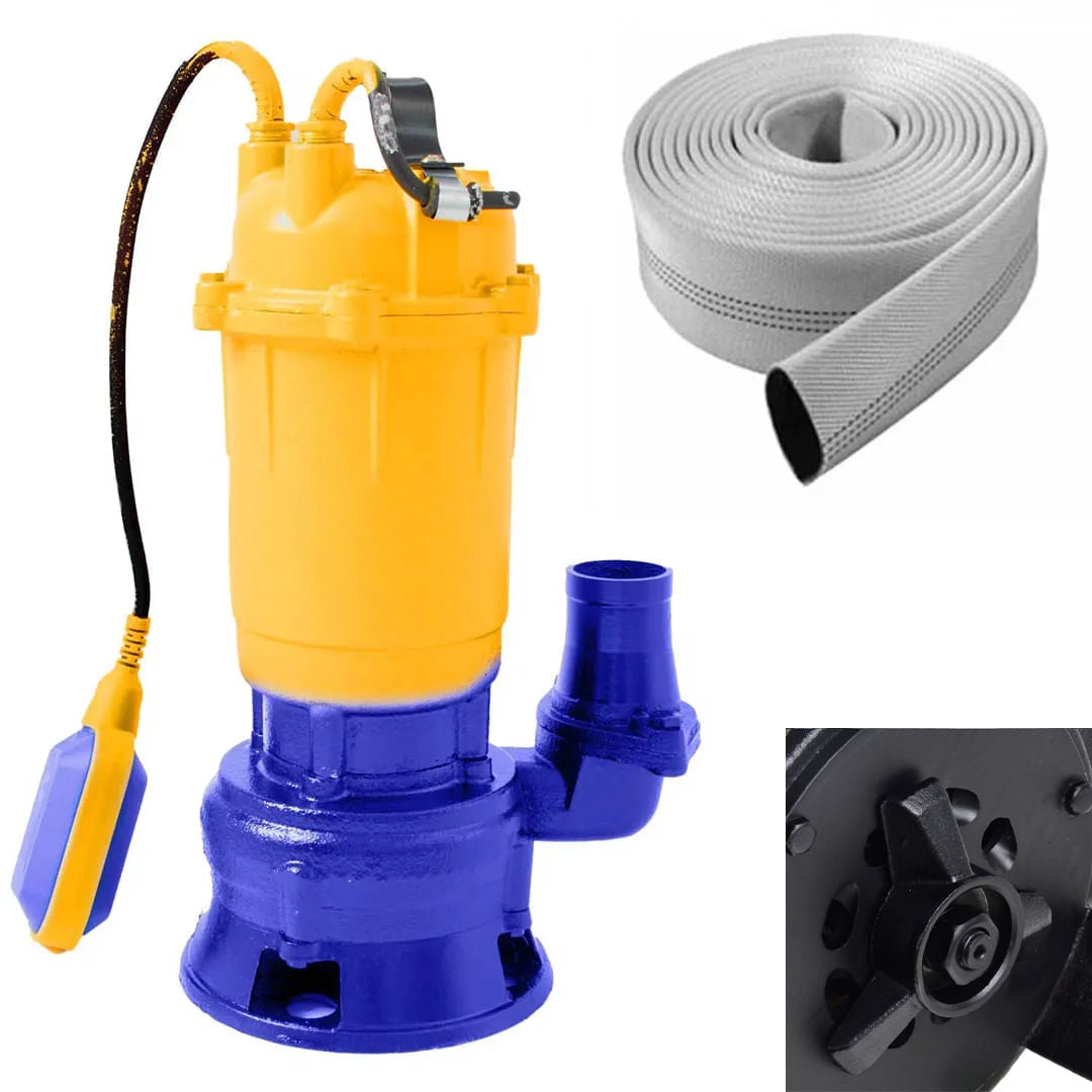 Pompa submersibila de apa murdara cu tocator Kamrad WQCD-K3300, 1300W, 25000 l/h, adancime 8m + furtun pompieri 2  40m, 1, atomico.ro