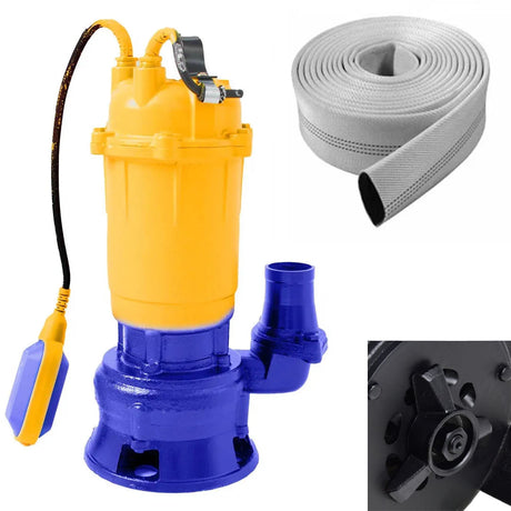 Oferta Zilei, Pompa submersibila de apa murdara cu tocator Kamrad WQCD-K3300, 1300W, 25000 l/h, adancime 8m + furtun pompieri 2  40m, 1, atomico.ro