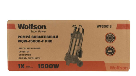 Wolfson, Pompa submersibila apa murdara cu tocator si flotor Wolfson WQW-1500D-F PRO + furtun 40m, 7, atomico.ro