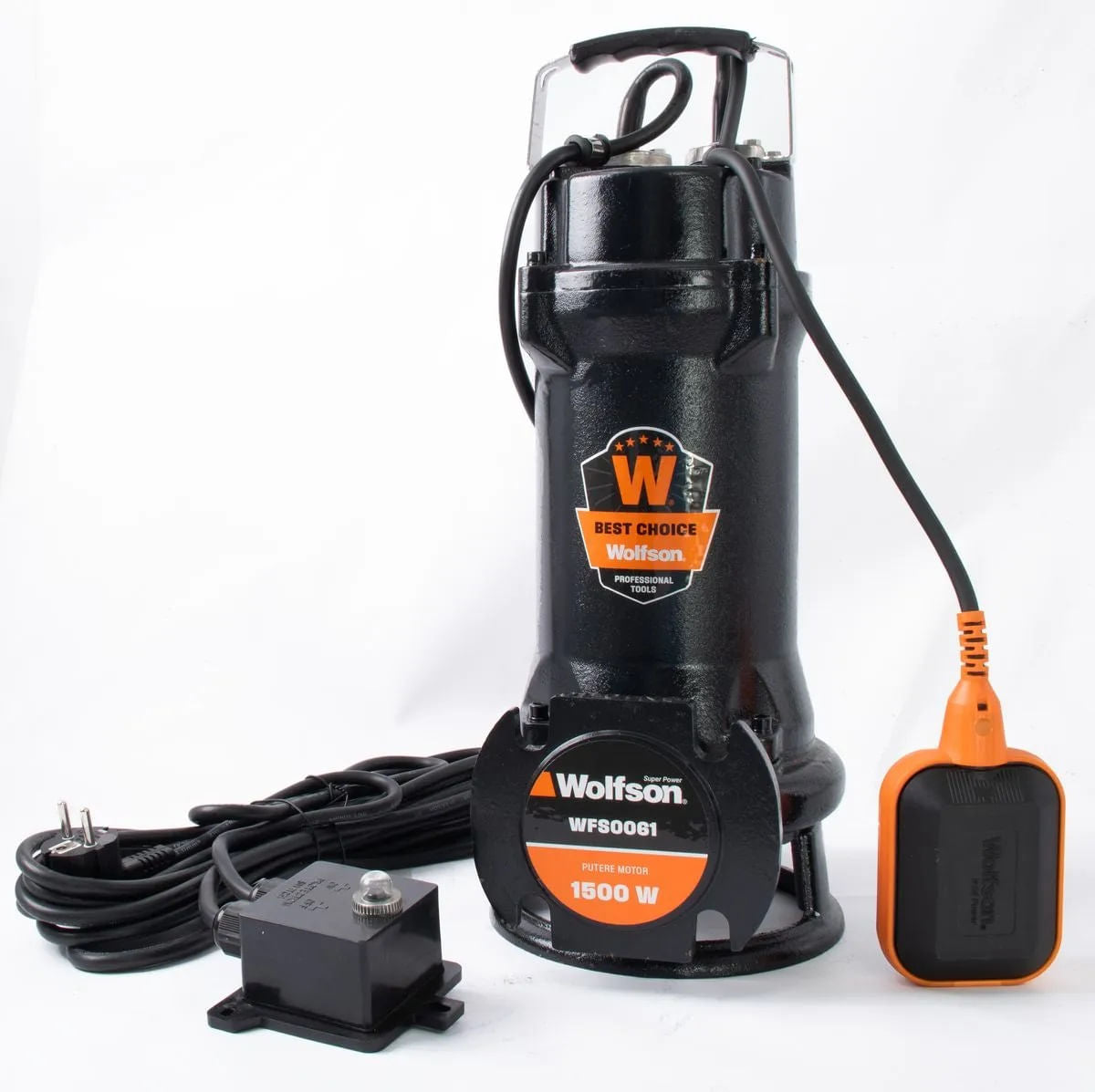 Pompa submersibila profesionala cu tocator Wolfson pentru apa murdara PWT-7500-F, 1500W, debit max 18000l/h - 2 toli + furtun 40m + cuple, 2, atomico.ro