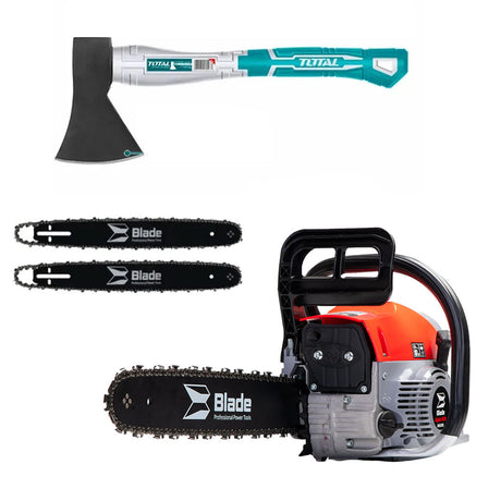 Oferta Zilei, Drujba pe benzina BLADE Alpin 520 - 5CP, 2 lame si 2 lanturi + toporisca Total 600g, 1, atomico.ro