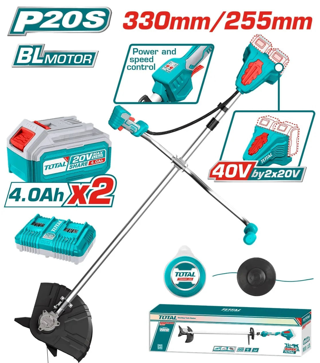Motocoasa pe acumulatori TOTAL 40V- LI-ION INCLUDE ACUMULATOR SI INCARCATOR - RESIGILAT, 2, atomico.ro