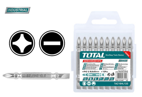 Accesorii scule electrice TOTAL, Set bit 10 buc Total Industrial - PH2 + SL6.01.0 - 50mm, atomico.ro