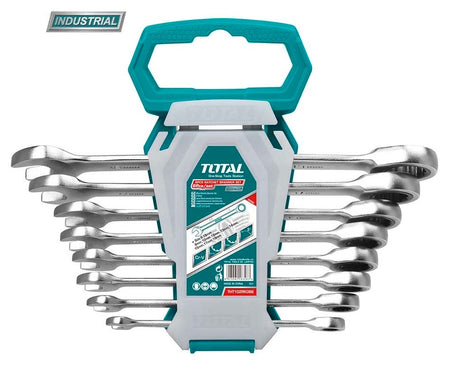 Chei auto - mecanica, Set 8 chei combinate cu clichet TOTAL Industrial, 2, atomico.ro