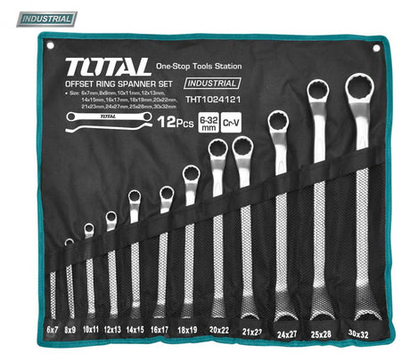 Chei auto - mecanica, Set 12 chei inelare cu cot TOTAL Industrial - 6-32mm, 8, atomico.ro
