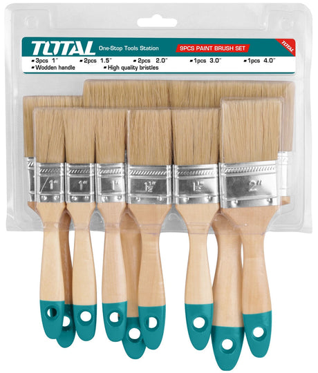 Scule zugravit, Set 9 pensule pentru vopsit Total - Maner lemn, 4, atomico.ro