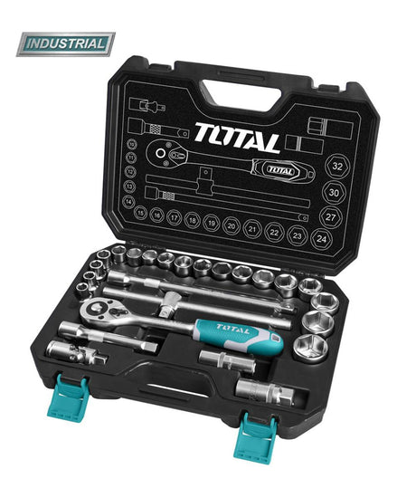 Scule si unelte de mana, Tusa de chei tubulare TOTAL Industrial - 1/2 cu antrenor - 25 piese, 1, atomico.ro