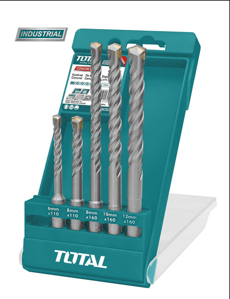 Accesorii scule electrice TOTAL, Set 5 burghie Total Industrial - rotopercutor SDS Plus, atomico.ro