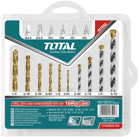Accesorii scule electrice TOTAL, Set burghie pentru metal/beton si bituri Total - 16 buc, 1, atomico.ro