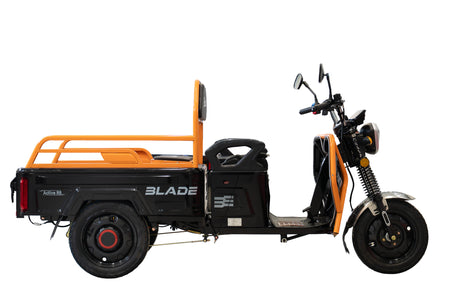Blade, Triciclu Cargo electric BLADE Active R6 1300W, 25 km/h, autonomie pana la 50 km, baterie plumb-acid 72 V/20 Ah, capacitate maxima 500 kg, fara permis, culoare negru-portocaliu, 3, atomico.ro