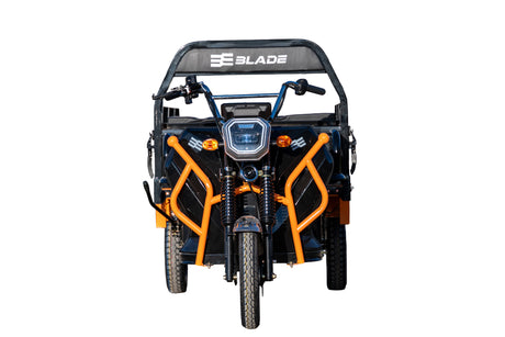 Blade, Triciclu Cargo electric BLADE Sprint 3.0 - 2000W, 25 km/h, autonomie pana la 70 km, baterie plumb-acid 72V 45Ah, capacitate maxima 600 kg, fara permis, culoare negru+portocaliu, 5, atomico.ro