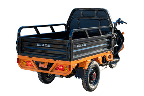 Blade, Triciclu Cargo electric BLADE Sprint 3.0 - 2000W, 25 km/h, autonomie pana la 70 km, baterie plumb-acid 72V 45Ah, capacitate maxima 600 kg, fara permis, culoare negru+portocaliu, 8, atomico.ro