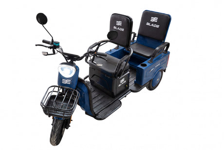 Blade, Triciclu electric BLADE DUO MAX 11, 1200W, 60V 20Ah, 25 km/h, fara permis, autonomie 50 km, 3+1 viteze, albastru-negru, 3, atomico.ro