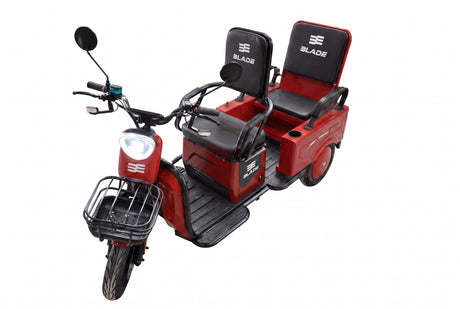 Blade, Triciclu electric BLADE DUO MAX 11, 1200W, 60V 20Ah, 25 km/h, fara permis, autonomie 50 km, 3+1 viteze, rosu-negru, 3, atomico.ro