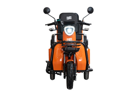 Blade, Triciclu electric BLADE DUO MAX 11, 1200W, 60V 20Ah, 25 km/h, fara permis, autonomie 50 km, 3+1 viteze, portocaliu-negru, 2, atomico.ro