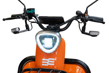 Blade, Triciclu electric BLADE DUO MAX 11, 1200W, 60V 20Ah, 25 km/h, fara permis, autonomie 50 km, 3+1 viteze, portocaliu-negru, 3, atomico.ro