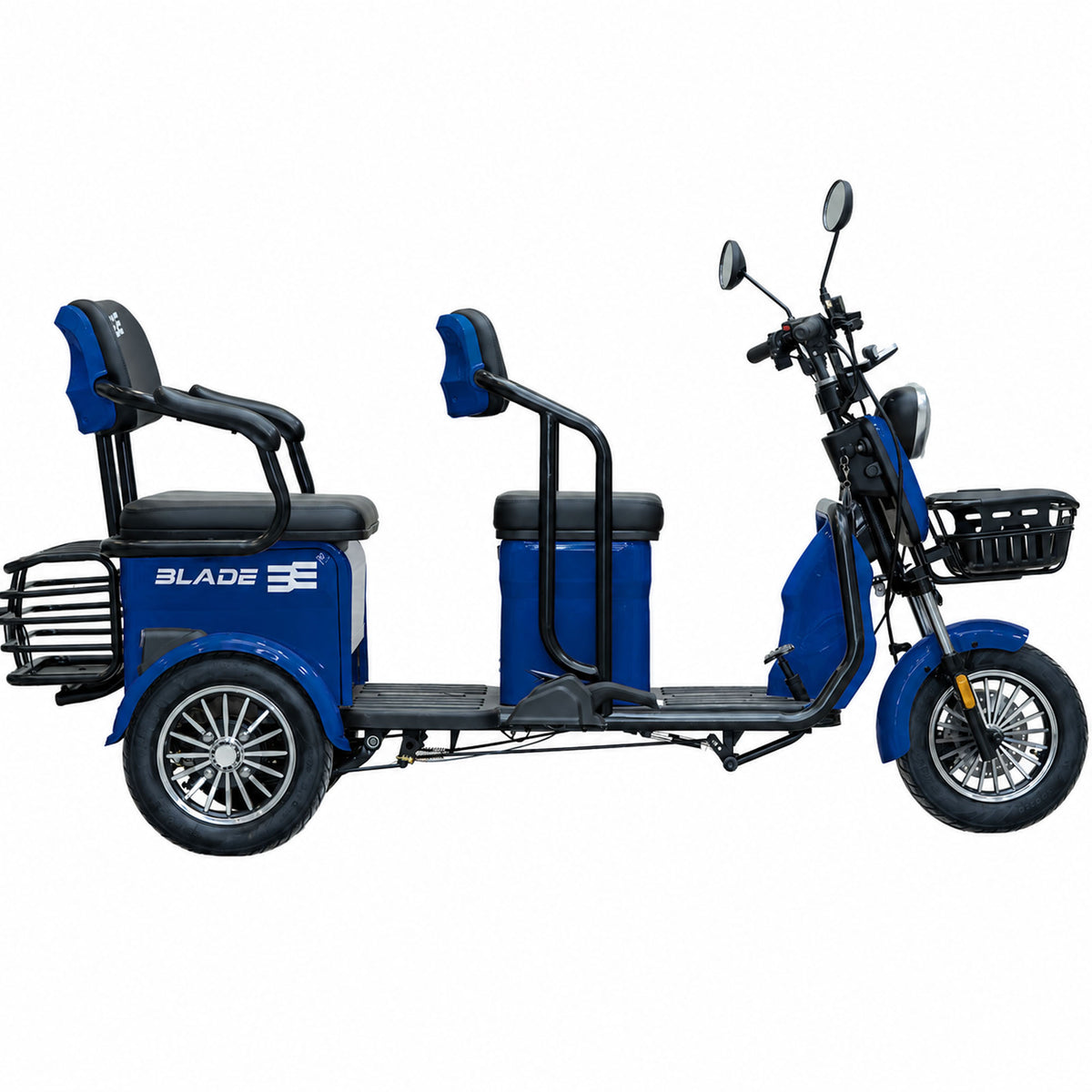 Triciclu electric Blade TRIP X2 2000 W, 25 km/h, autonomie pana la 70 km, baterie plumb- acid 72 V 20 Ah, greutate maxima 160  kg, Fara permis, albastru-negru, 1, atomico.ro