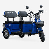 Triciclu electric Blade TRIP X2 2000 W, 25 km/h, autonomie pana la 70 km, baterie plumb- acid 72 V 20 Ah, greutate maxima 160  kg, Fara permis, albastru-negru