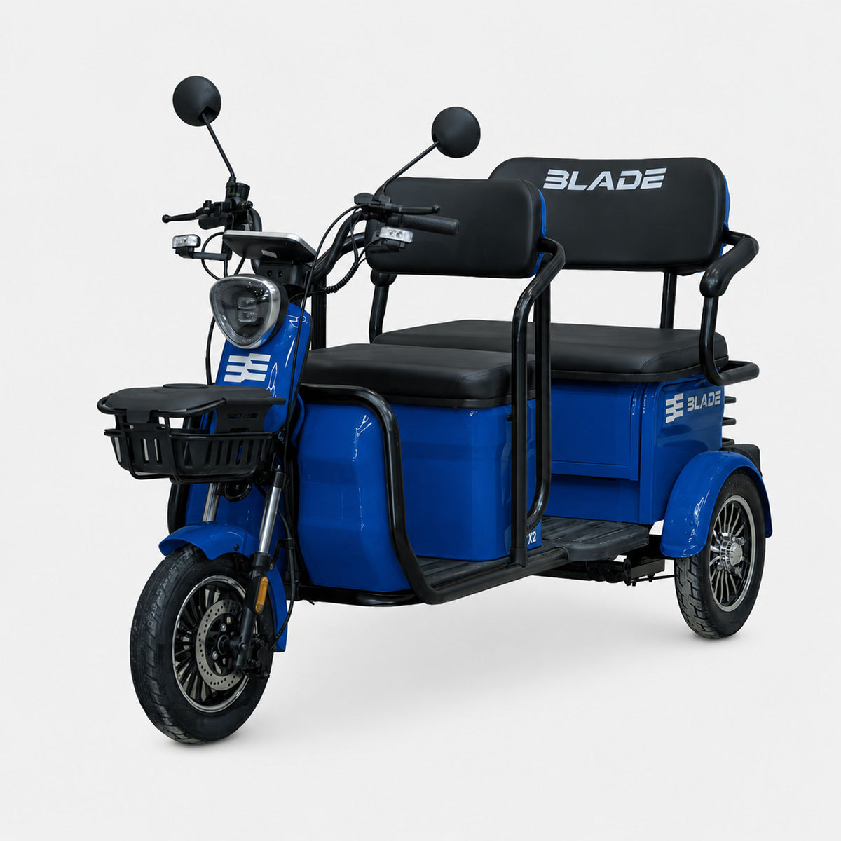 Triciclu electric Blade TRIP X2 2000 W, 25 km/h, autonomie pana la 70 km, baterie plumb- acid 72 V 20 Ah, greutate maxima 160  kg, Fara permis, albastru-negru, 4, atomico.ro