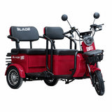 Triciclu electric Blade TRIP X2 2000 W, 25 km/h, autonomie pana la 70 km, baterie plumb- acid 72 V 20 Ah, greutate maxima 160  kg, Fara permis, rosu-negru