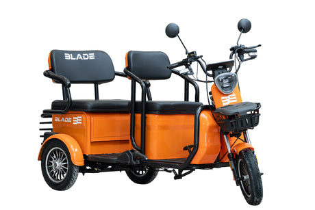 Blade, Triciclu electric Blade TRIP X2 2000 W, 25 km/h, autonomie pana la 70 km, baterie plumb- acid 72 V 20 Ah, greutate maxima 160  kg, Fara permis, negru-portocaliu, 5, atomico.ro