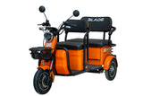 Triciclu electric Blade TRIP X2 2000 W, 25 km/h, autonomie pana la 70 km, baterie plumb- acid 72 V 20 Ah, greutate maxima 160  kg, Fara permis, negru-portocaliu