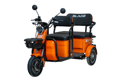 Blade, Triciclu electric Blade TRIP X2 2000 W, 25 km/h, autonomie pana la 70 km, baterie plumb- acid 72 V 20 Ah, greutate maxima 160  kg, Fara permis, negru-portocaliu, 6, atomico.ro