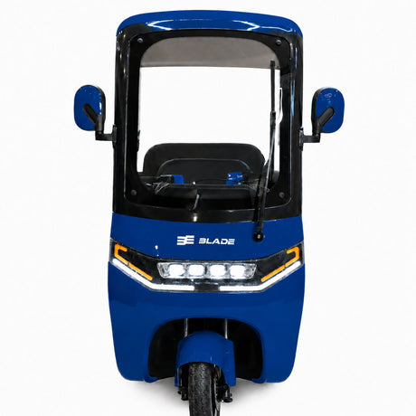 Blade, Triciclu electric pentru 2 persoane BLADE CAB X3, 1200W, 25 km/h, autonomie pana la 70 km, baterie 72V 20Ah, cu acoperis, Albastru/Negru, 2, atomico.ro