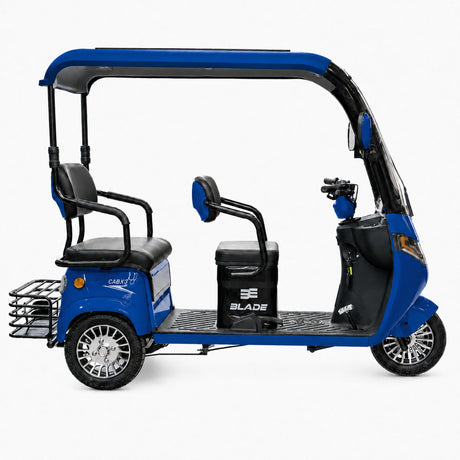 Blade, Triciclu electric pentru 2 persoane BLADE CAB X3, 1200W, 25 km/h, autonomie pana la 70 km, baterie 72V 20Ah, cu acoperis, Albastru/Negru, 4, atomico.ro