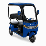 Triciclu electric pentru 2 persoane BLADE CAB X3, 1200W, 25 km/h, autonomie pana la 70 km, baterie 72V 20Ah, cu acoperis, Albastru/Negru