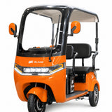 Triciclu electric pentru 2 persoane BLADE CAB X3, 1200W, 25 km/h, autonomie pana la 70 km, baterie 72V 20Ah, cu acoperis, Portocaliu/Negru
