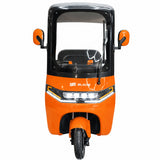 Triciclu electric pentru 2 persoane BLADE CAB X3, 1200W, 25 km/h, autonomie pana la 70 km, baterie 72V 20Ah, cu acoperis, Portocaliu/Negru