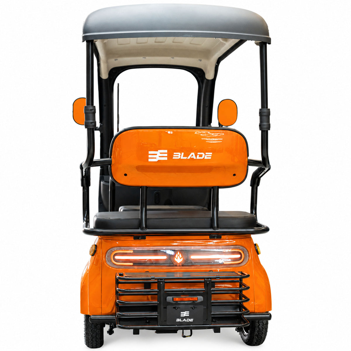 Triciclu electric pentru 2 persoane BLADE CAB X3, 1200W, 25 km/h, autonomie pana la 70 km, baterie 72V 20Ah, cu acoperis, Portocaliu/Negru, 3, atomico.ro