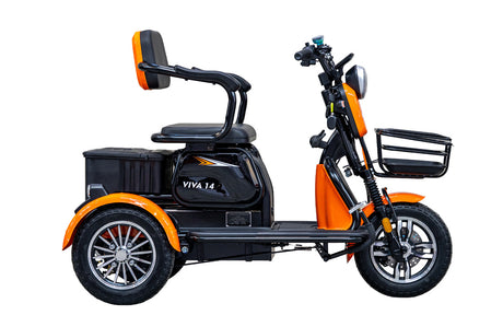 Blade, Triciclu electric persoane BLADE VIVA 14, 1200W, 60V 20Ah, 25 km/h, fara permis, autonomie 50 km, portocaliu-negru, 2, atomico.ro
