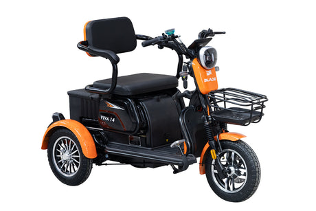 Blade, Triciclu electric persoane BLADE VIVA 14, 1200W, 60V 20Ah, 25 km/h, fara permis, autonomie 50 km, portocaliu-negru, 3, atomico.ro