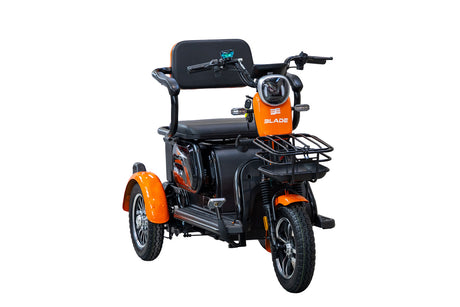 Blade, Triciclu electric persoane BLADE VIVA 14, 1200W, 60V 20Ah, 25 km/h, fara permis, autonomie 50 km, portocaliu-negru, 4, atomico.ro