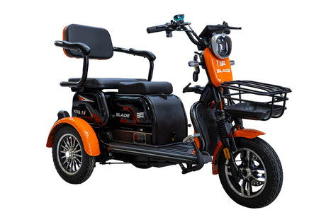 Blade, Triciclu electric persoane BLADE VIVA 14, 1200W, 60V 20Ah, 25 km/h, fara permis, autonomie 50 km, portocaliu-negru, 13, atomico.ro