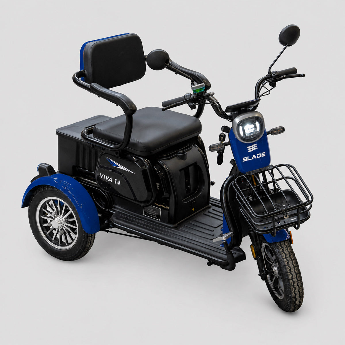 Triciclu electric persoane BLADE VIVA 14, 1200W, 60V 20Ah, 25 km/h, fara permis, autonomie 50 km, albastru-negru, 5, atomico.ro