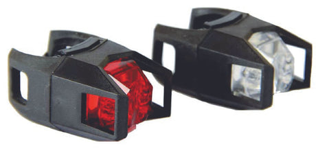 Accesorii pentru biciclete, Set lumini bicicleta Fighter, 1 LED alb + 1 LED rosu super bright, 2 functii, atomico.ro