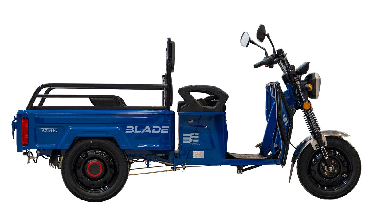 Triciclu Cargo electric BLADE Active R6 1300W, 25 km/h, autonomie pana la 50 km, baterie plumb-acid 72 V/20 Ah, capacitate maxima 500 kg, fara permis, culoare albastru, 2, atomico.ro